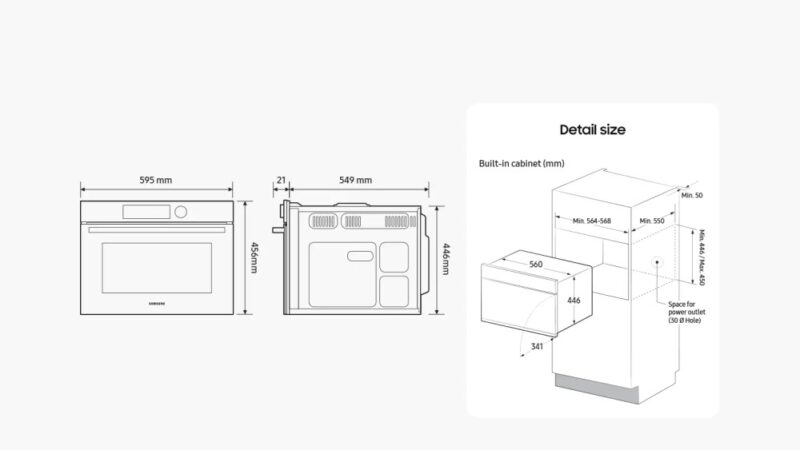 Samsung NQ5B6753CAK Bespoke Serie 6 Eingebaute kombinierte mikrowelle cm. 60 - schwarz – Image 2