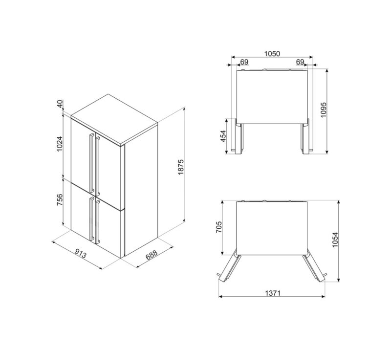 Smeg FQ60CAO6 Coloniale 4-türiger kühlschrank mit gefrierfach cm. 91 stunden. 188 - lt. 572 - anthrazit – Image 3
